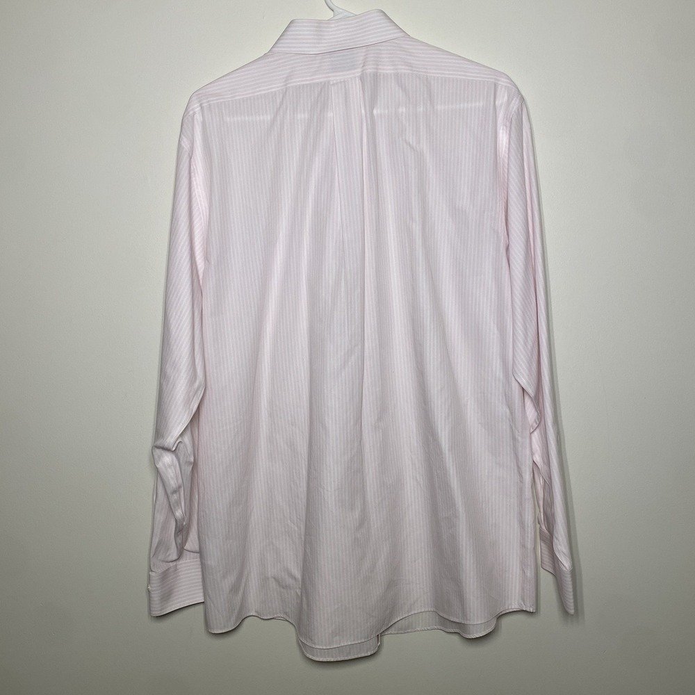 Brooks Brothers Regent Fit Dress Shirt 17 4/5 Pink Stripe Cotton Non Iron - Picture 3 of 6